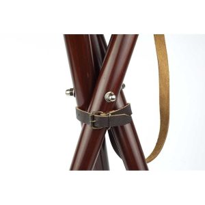 Banqueta Madera Y Piel - 3 Patas - Acero - Imagen 3