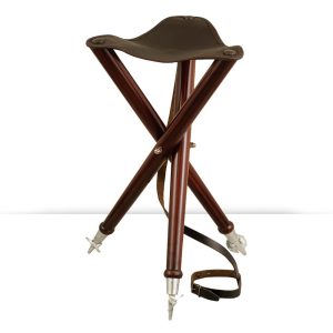 Banqueta Madera Y Piel - 3 Patas - Acero - Imagen 1